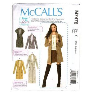 McCall's M7476 Misses XS to M Cardigan Jacket and Vest Sewing Pattern New